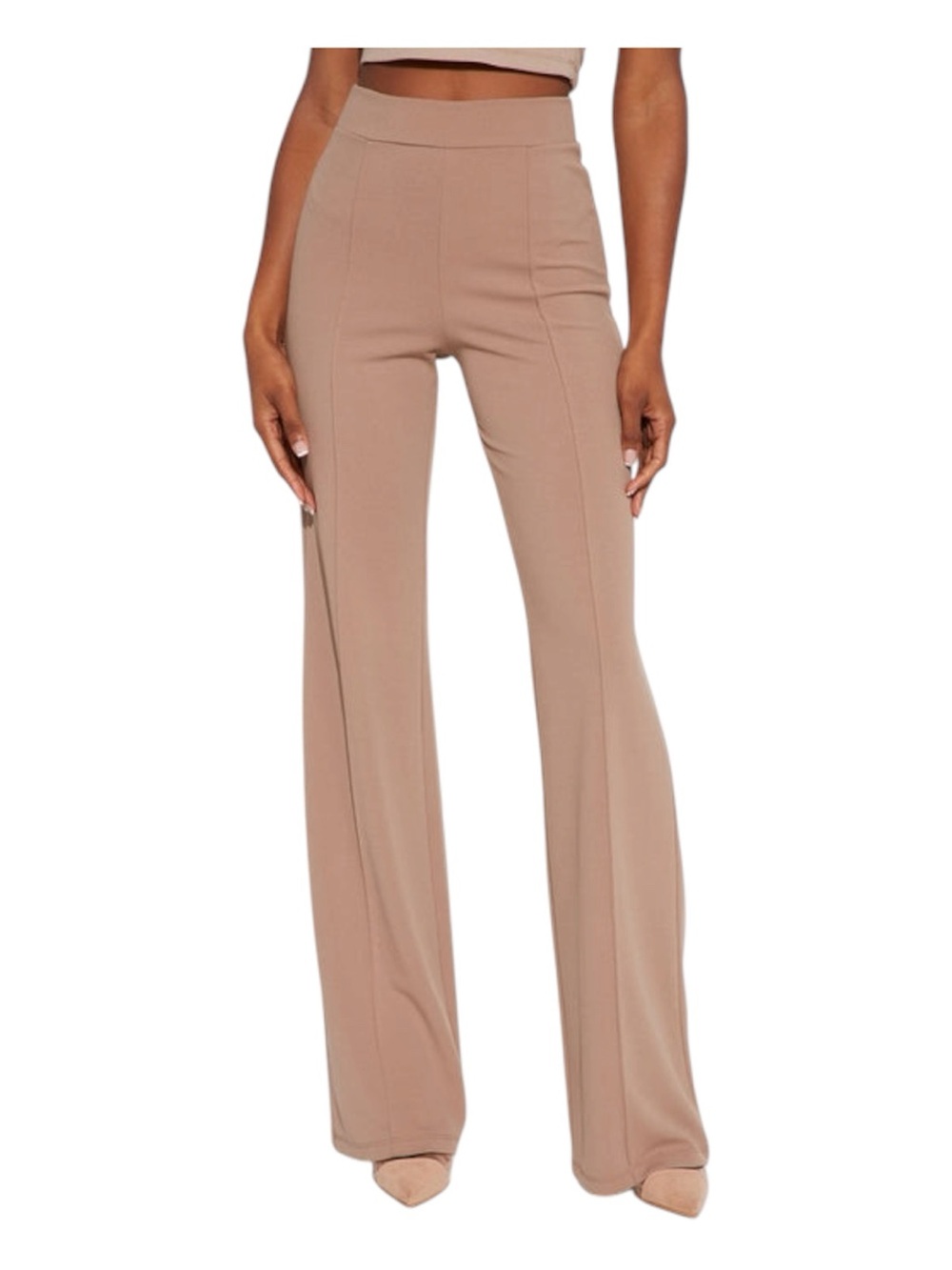 NWT, Fashion Nova Pants, Victoria High Waist Dress Pants, Taupe Wide-Leg, Small